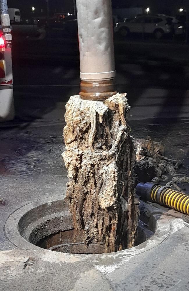 Newtown fatberg. A blockage that caused a sewage spill in August. Picture: Barwon Water