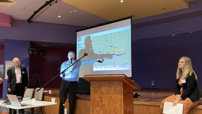 David Gamble, Sean Clarke, and Sofie Mason-Jones answering questions about the creation of Braddon Road, Moss Vale. Picture: Adelaide Lang