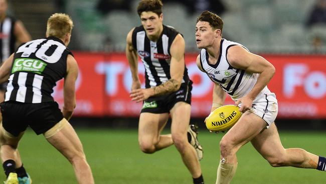 Fremantle midfielder Lachie Neale had limited impact against the Pies. Picture: AAP