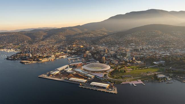 Hobart's proposed AFL Stadium at Mac Point is the decision-maker for many MPs as to how they will be voting on the no-confidence motion. Picture: Supplied