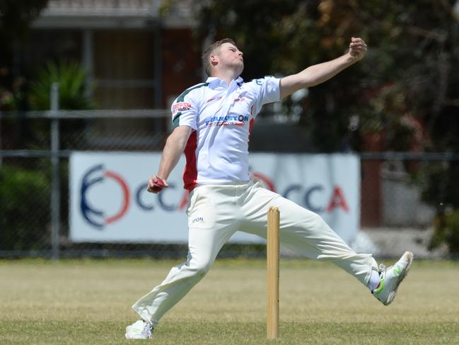 Pines bowler Nick Wilcox. Picture: Chris Eastman