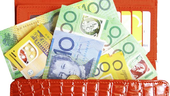 Red wallet and Australian cash. Picture: iStock.