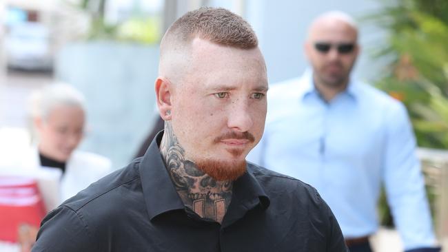 Alleged Mongols bikie Trent Young at Southport Court. Picture Glenn Hampson