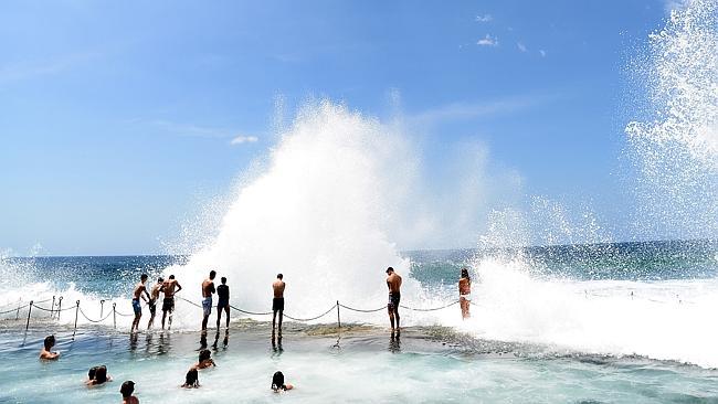 With the mercury rising, swimmers flock to the popular Bogey Hole on the Newcastle foreshore in a bid to seek some relief. Pi...