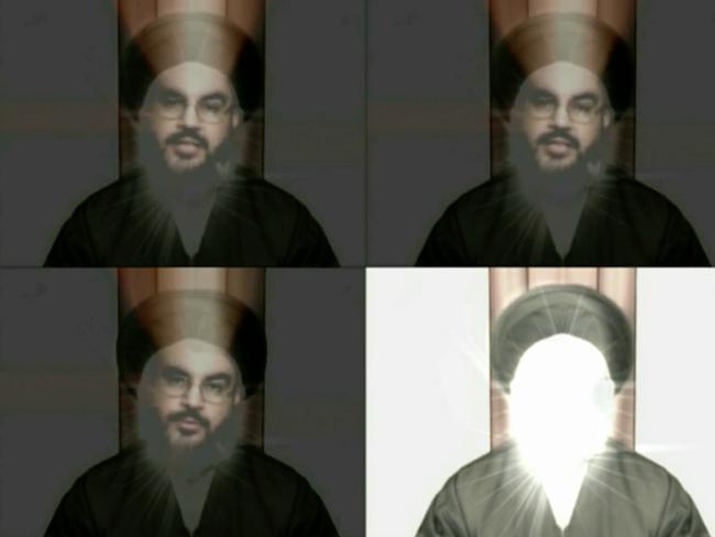 Images of Khaled Sabsabi’s artwork of long-time Hezbollah terror leader Hassan Nasrallah. Picture: Supplied