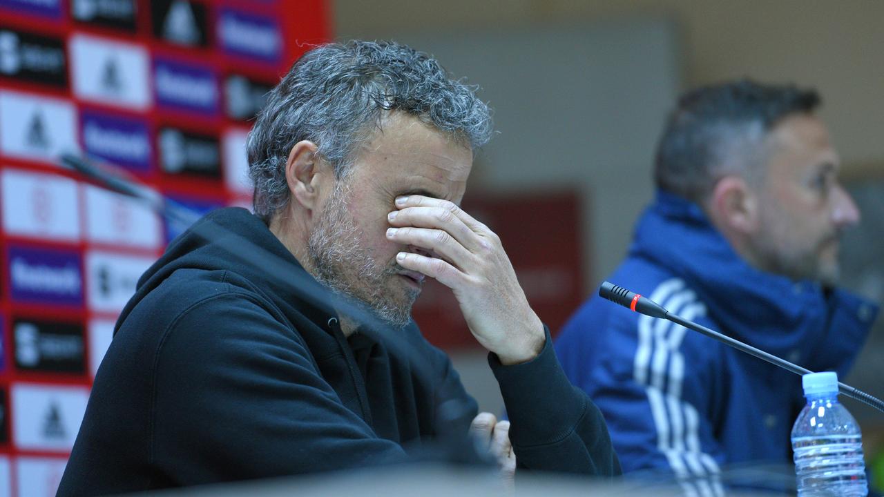 An ugly political stoush threatens to overshadow Spain’s clash with Kosovo. Pictured is Spain coach Luis Enrique.