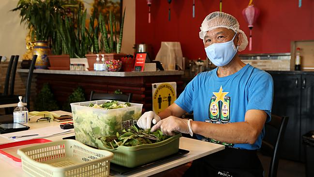 ‘Ninety-nine per cent of our business has gone’ … Troy Nguyen at his deserted restaurant, Pho Four Seasons, in Berala in Sydney’s west. Picture: Jane Dempster