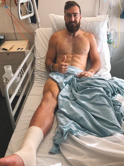 From where he’s come: Port Adelaide’s Charlie Dixon recovers from his 2018 season-ending ankle injury. PICTURE: Instagram.