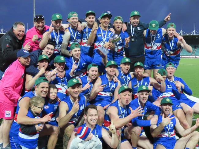 South Launceston celebrate their senior grand final win over Longford. Picture: Jon Tuxworth