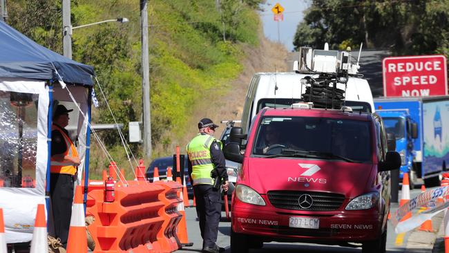 A border checkpoint at Miles St, Coolangatta. Picture: Glenn Hampson