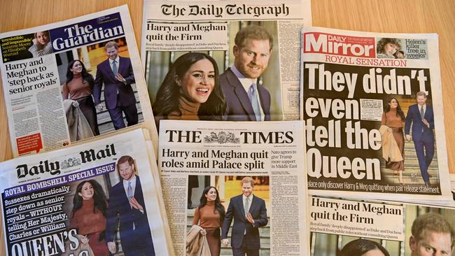 UK daily newspapers report on the news that Prince Harry, Duke of Sussex and his wife Meghan, Duchess of Sussex, plan to step back as “senior’’ members of the royal family.