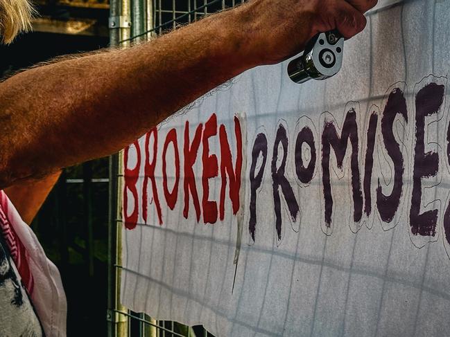 Northern Rivers residents unable to find secure accommodation who are now squatting in a buyback home in North Lismore want to remain in the home until it is relocated off the flood plain, despite threats of police involved eviction.