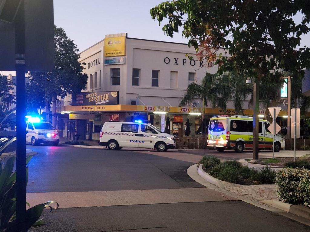 File image of emergency services outside Oxford Hotel on East Street, Rockhampton.