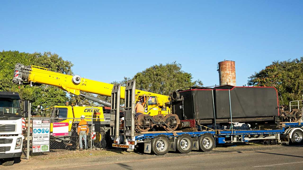 BIG LIFT: The tender being lowered onto the back on an awaiting truck. Picture: Jacob Carson