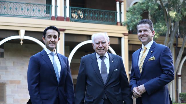 Opposition Leader David Crisafulli, deputy Jarrod Bleijie, and living legend former Prime Minister John Howard. Source: Supplied