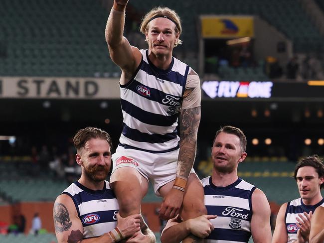 Tom Stewart was far more influential than James Sicily in Round 2. Picture: James Elsby/AFL Photos via Getty Images.