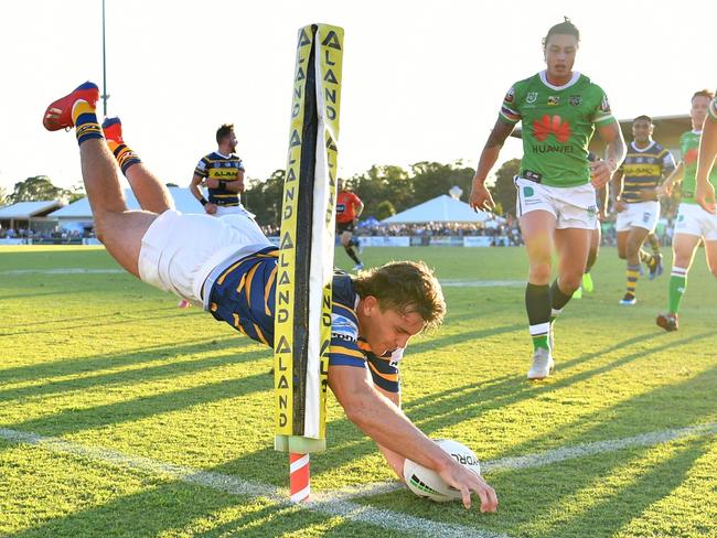 2019 NRL - 2019 Parramtta Eels vs Canberra Raiders - Parry,E try , 2019-02-15. Digital image by Gregg Porteous © NRL Photos