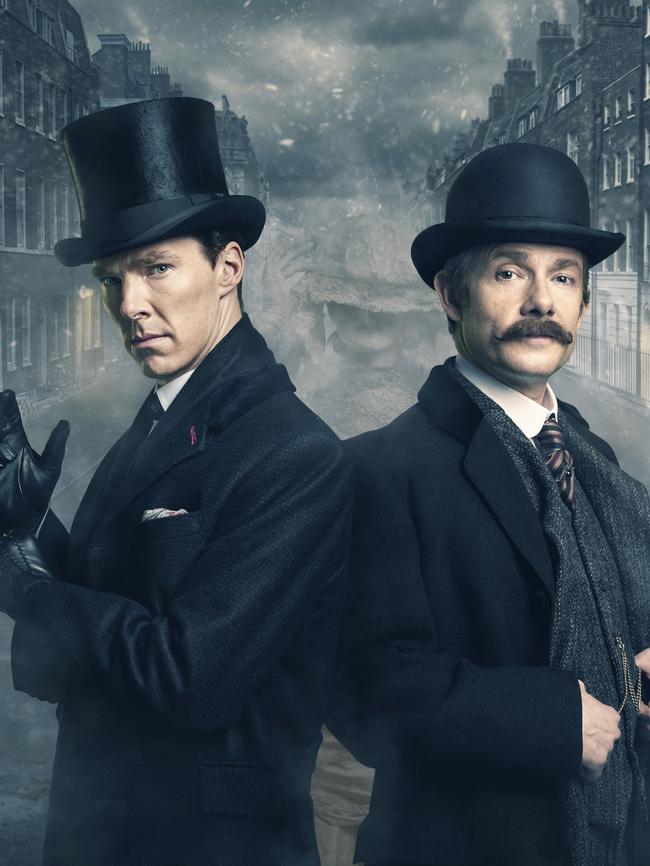 Cumberbatch as Holmes and Martin Freeman as Watson in the BBC series Sherlock. Picture: BBC