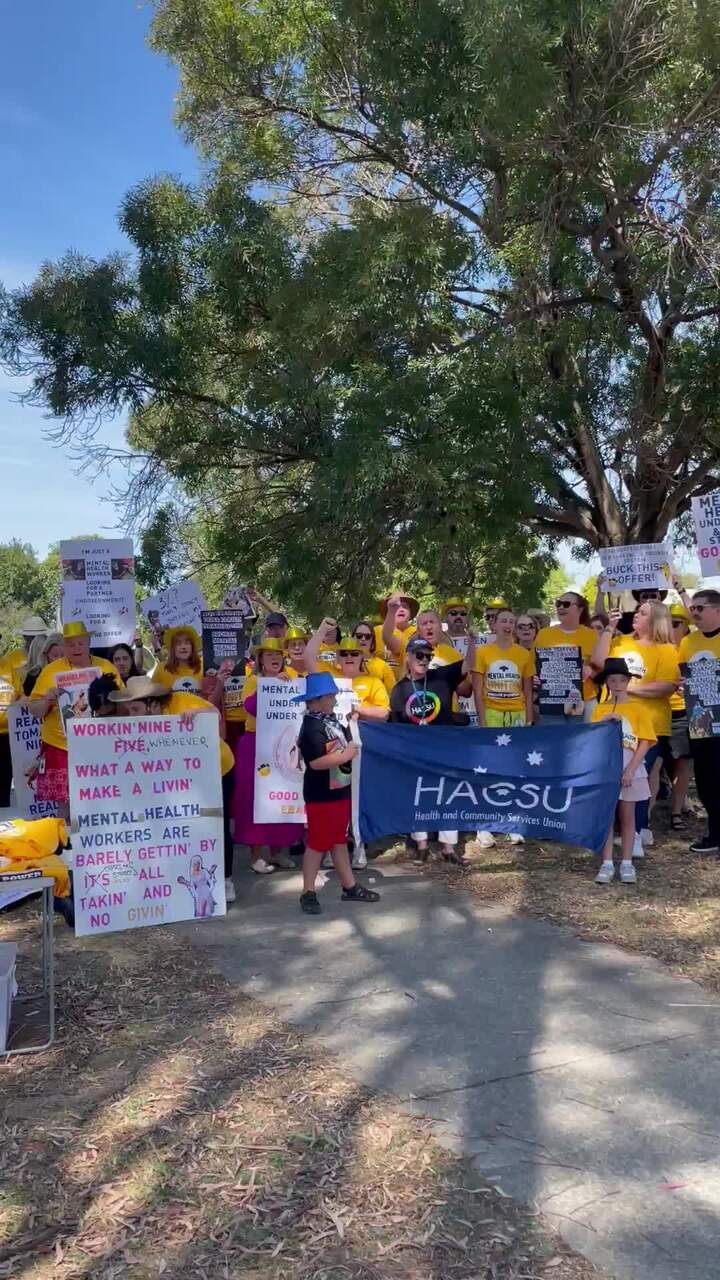 Mental health staff walk off the job