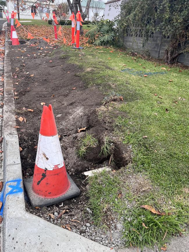 Soil thrown over Mount Gambier roadworks in Stone Ave after residents' complaints to council were published by The Advertiser. Picture: Supplied