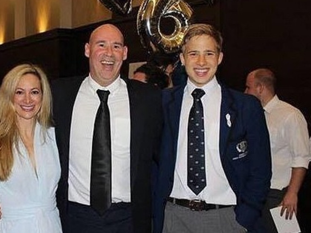 Daniels with his parents at a Knox Grammar function in 2016.