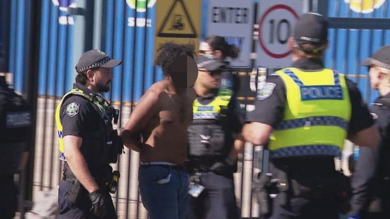 Nearly 20 people were arrested after a massive brawl on a bus in Adelaide. Picture: 9News,