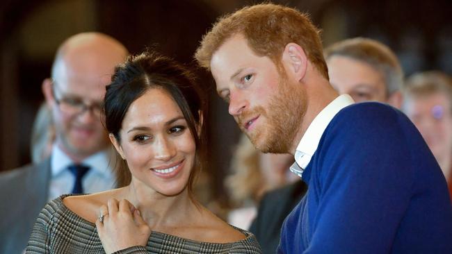 Harry and Meghan Markle visit Cardiff in January. Picture: AFP