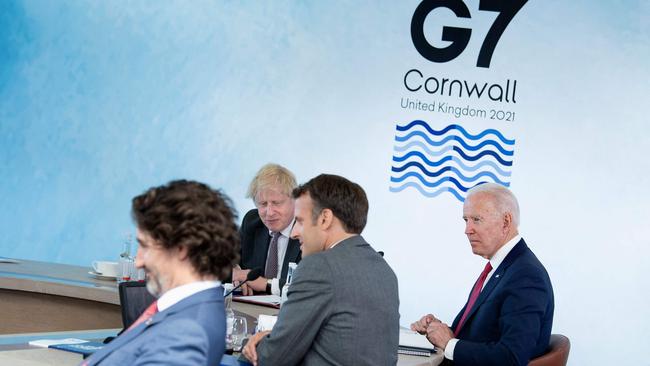 Pictured from left; Canada's Prime Minister Justin Trudeau, Britain's Prime Minister Boris Johnson, France's President Emmanuel Macron and US President Joe Biden all wanted “more action-oriented efforts and co-ordination” on China. Picture: AFP