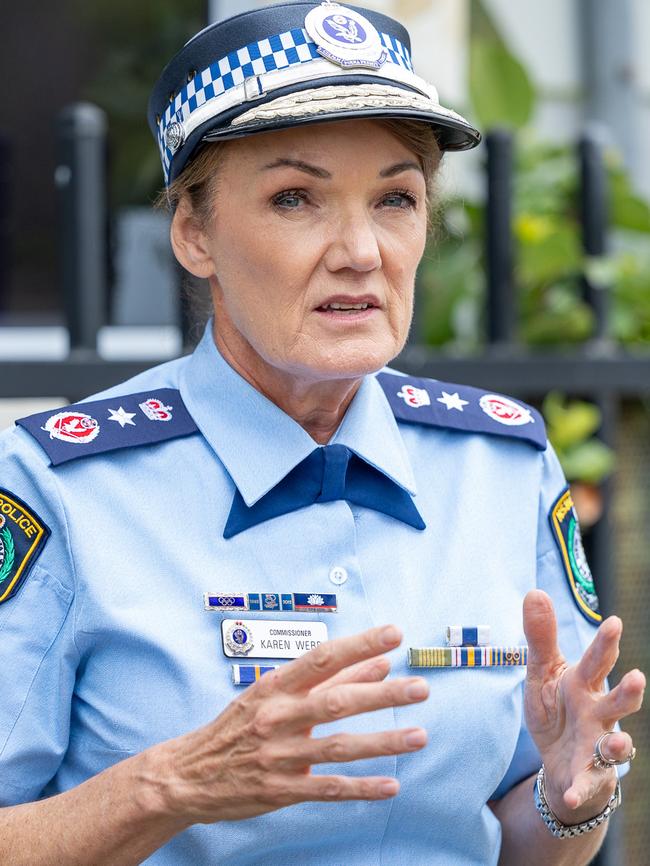 NSW Police Commissioner Karen Webb will hold urgent meetings this week. Picture Thomas Lisson