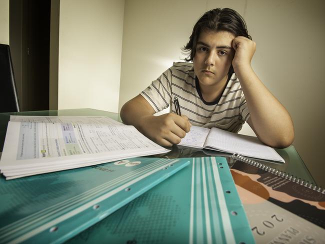 Melbourne’s Gabriel Iristov is in Year 9 and finds NAPLAN stressful Picture: Tony Gough