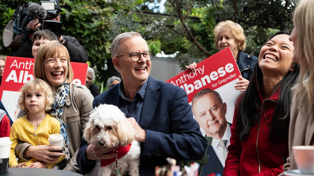 Anthony Albanese and Labor member for Reid, Sally Sitou at the Marrickville library. Picture: NCA NewsWire / Flavio Brancaleone