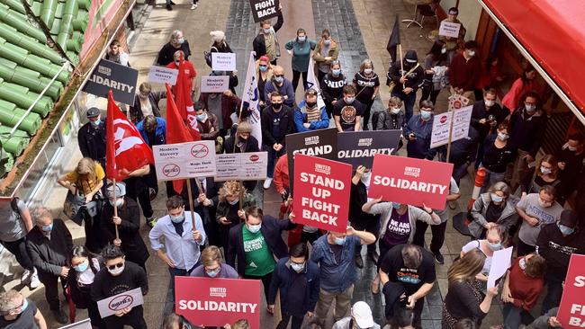 funtea wage theft protest. chinatown adelaide