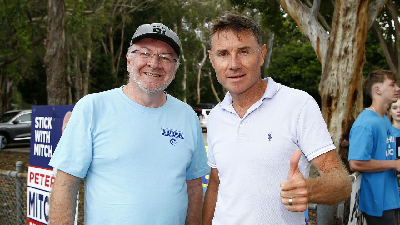 Andrew Laming at the Cleveland State School in Moreton Bay during the elections. Picture: NCA NewsWire/Tertius Pickard