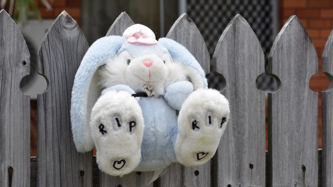 A toy rabbit left at the Kirwan house where nine-year-old Thai-li Ned was allegedly murdered on Saturday (25/01/2024) by a woman he was living with, Schynada Karkadoo, 24.