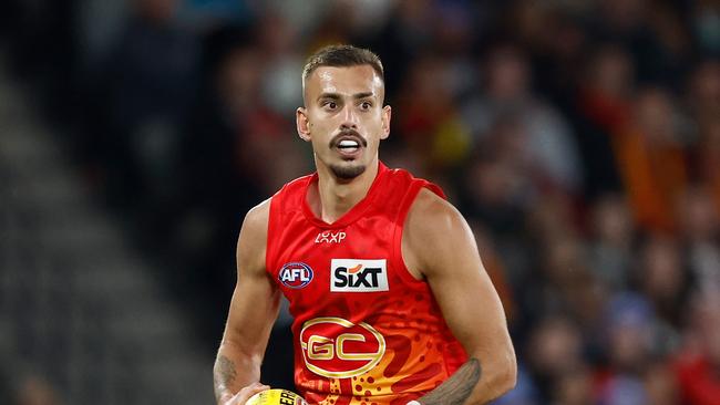 MELBOURNE, AUSTRALIA - JUNE 08: Joel Jeffrey of the Suns in action during the 2024 AFL Round 13 match between the St Kilda Saints and the Gold Coast SUNS at Marvel Stadium on June 08, 2024 in Melbourne, Australia. (Photo by Michael Willson/AFL Photos via Getty Images)