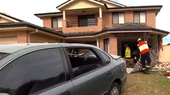 A car crashed into the living room of a Glenwood house. Picture: Twitter/ch7