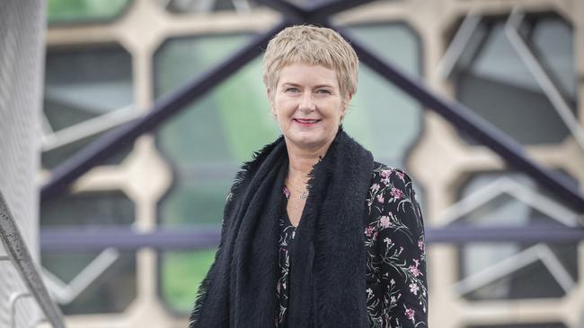 Mindfulness teacher and researcher Larissa Bartlett outside the Menzies Institute for Medical Research in Hobart. Picture: Chris Kidd