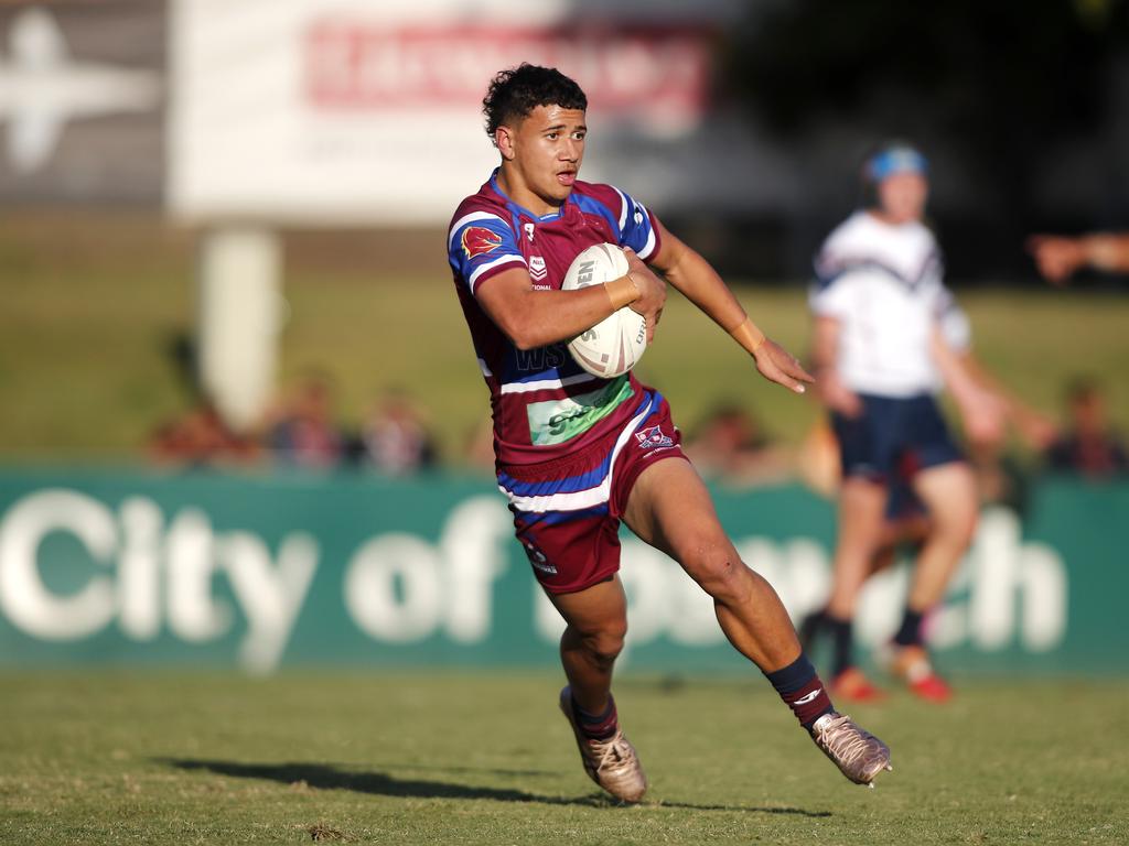 Isaiah Longi of Wavell in action between Ipswich State High and Wavell State High at Ipswich. Picture: Josh Woning