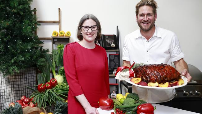 Coles chief executive Leah Weckert and chef Curtis Stone. Picture Supplied