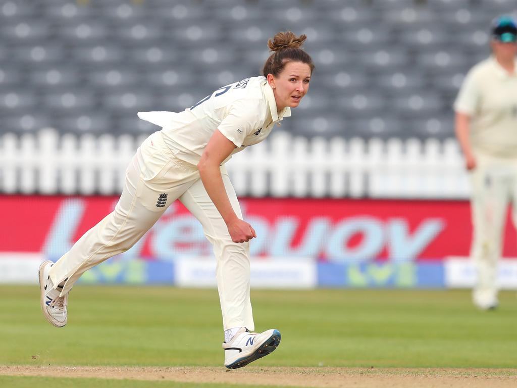 England only play one or two Tests a year and Kate Cross, pictured, says they should be lengthened to five-day matches. Picture: Ashley Allen/Getty Images