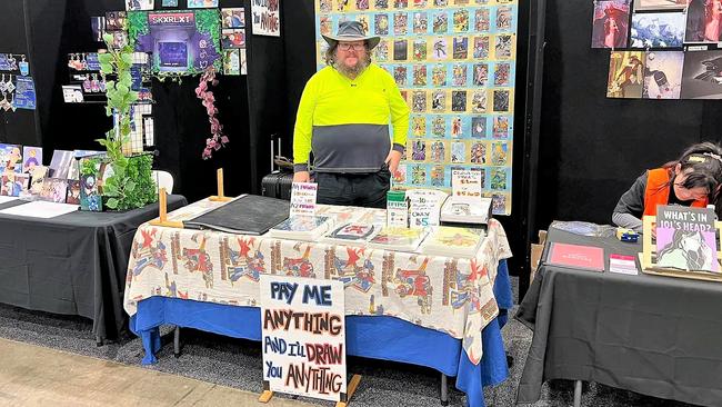 Townsville comic-book artist Andrew Sorohan at a recent comic convention. Picture: Supplied