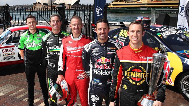 Former Bathurst 1000 champions Mark Winterbottom, Craig Lowndes, Will Davison, Jamie Whincup and David Reynolds. Picture: Phil Hillyard