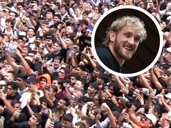 4:3 Container: Fans are seen gathered outside the Today Show Studios in North Sydney waiting to see Logan Paul the famous Youtuber.