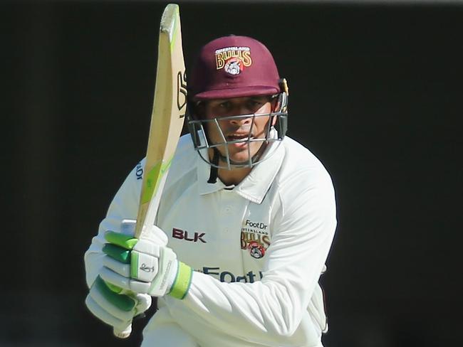 Usman Khawaja in action for Queensland against Victoria on Thursday.