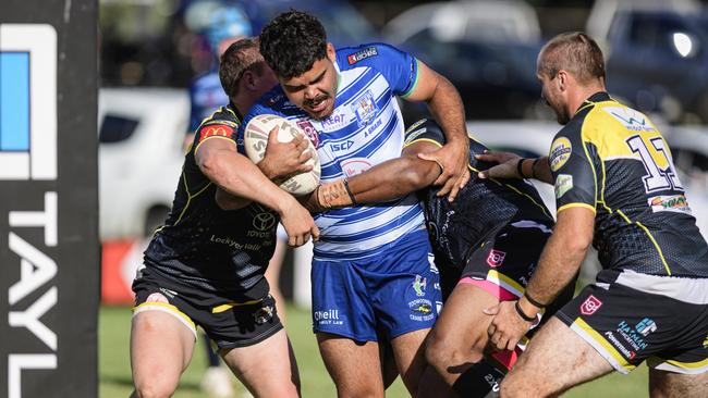 Brothers Shontayne Prince (pictured in action against Gatton in TRL A-grade Round 6) scored against Dalby on Saturday. Picture: Kevin Farmer