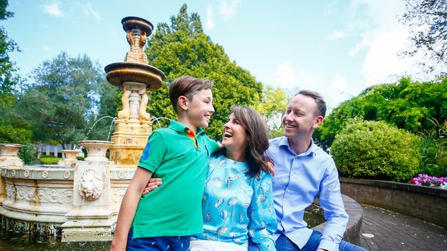 Nightly News on Seven Tasmania presenter Jo Palmer with her husband Andrew and son Alfie, 9. Picture: PATRICK GEE