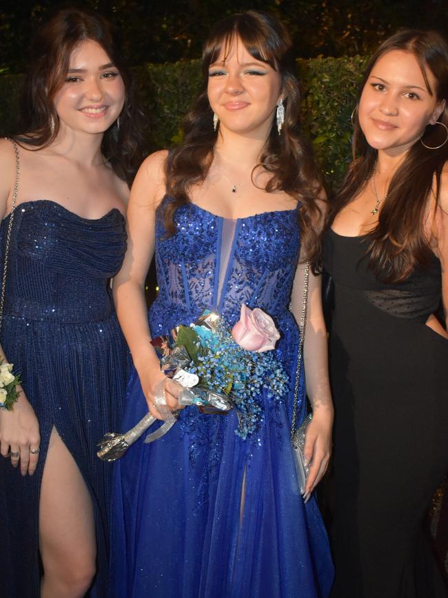 Ana Djurkovic, Amber George and Sienna Turner at Queensland Academies Creative Industries formal.