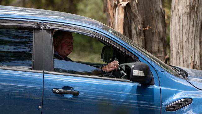 Ms Murphy’s husband, Michael Murphy, is seen near a crime scene at Woowookarung Regional Park in Ballarat. Picture: NCA NewsWire / Diego Fedele