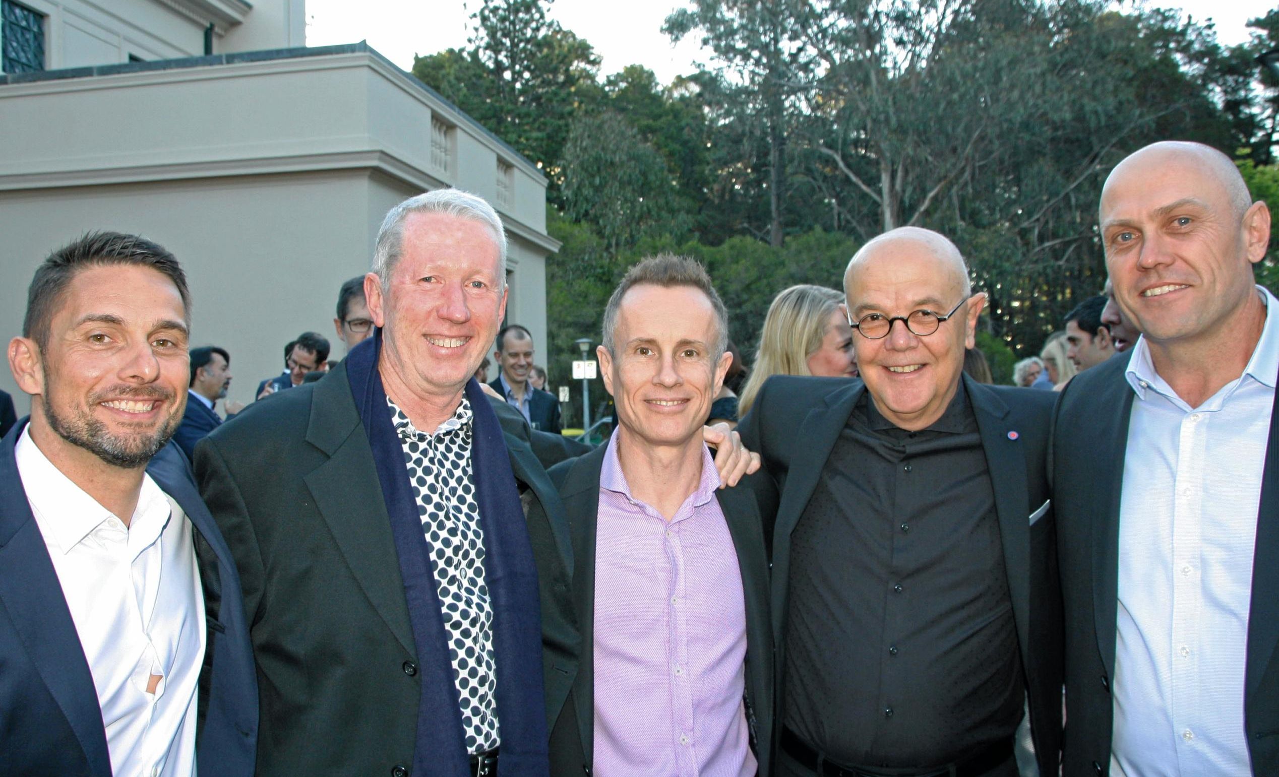 Alessandro Filippi of HDR, Peter Dawson of Architectus, Darren Tims and Ron Hicks of Rice Daubney and Stephen Long of Architectus at the 2017 National Architecture Awards in Canberra. Picture: Erle Levey