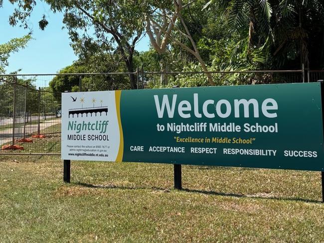 Nightcliff Middle School will have a new car park by February 2025. The construction sit boundary can be seen beyond the schoolâs signage.